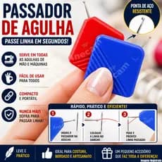 Passador Enfiador De Linha Quadrado 1/3/6/8/10 Colocador De Linha Agulhas Maquina e Mãos Costura