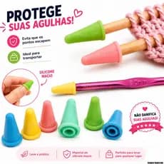 Capa Protetor De Agulha Trico Croche Proteção Segurança Para Costura Flexivel Costuras Facil Premium