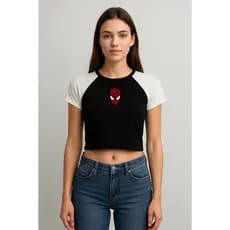 Cropped Raglan Top Feminino feminina menina croped desenho  frase dorama croppeds hulk homem aranha coreano docinho
