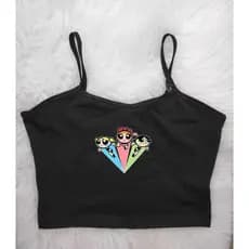 Cropped feminino feminino regata desenhos moda croped alcinha regata  meninas super poderosas tres juntas