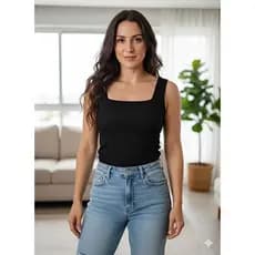 Regata Feminina Blusa Decote Quadrado Canelado feminino moda