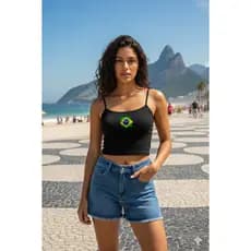 Cropped feminino feminina regata desenhos moda croped copa do brasil brazil copa do mundo