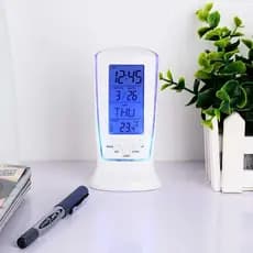 Relógio de Mesa Digital com Despertador, Temperatura, Data e Luz - Promoção