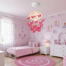 Luminária para Quarto de Bebê Plafon Lustre Infantil Menina Criança Decoração Chá Revelação Tema Borboletas Rosa