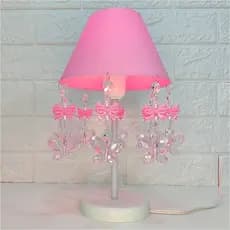 Abajur Infantil Luminária Decoração Quartinho de Bebê Menina Design Moderno Laços Rosa 17x30cm