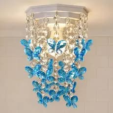 Lustre Infantil de Teto Decorar Ambiente Principe Luminária para Quarto de Bebê Menino Borboletas Luz Led Bivolt