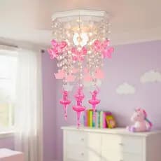 Lustre Luminária de Teto Bailarinas Borboletas Rosa Decoração Quarto Infantil Menina Bebê Loja de Lustres