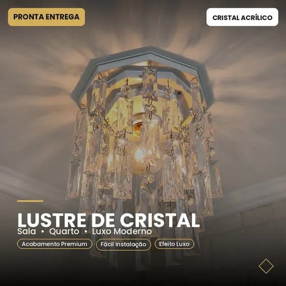 Luminária Hall Lustre Cristal Acrílico Plafon Lavabo Banheiro - Luminária Teto Decoração Corredor