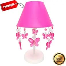 Abajur Infantil Luminária Tema Borboletas Decorar Quarto Bebê Menina Rosa Pink