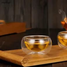 meifuyi 50ml Copo De Vidro De Parede Dupla Transparente Artesanal Resistente Ao Calor Cerveja Chá Bebida Kungfu Xícara D