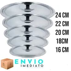 Jogo 5 Tampas Para Panelas De Alumínio Universal padrão N°  16/18/20/22/24 oferta🥇