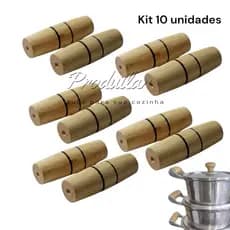 Kit 10 Cabo De Madeira Para Panelas padrão ,Frigideiras Tachos Envernizado 7 Cm Qualidade