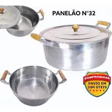 Panela  Grande em Alumínio  Batido Fundido N°32  Ótima Qualidade Com Tampa !