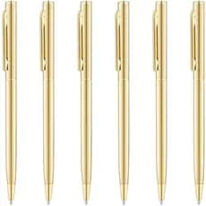 6 Pacote Ouro Fino Canetas Esferográfica Tinta Preta Ponto Médio (1Mm), Bom Presente Para O Casamento Estudantes De Negócios Do Escritório Professores De Natal