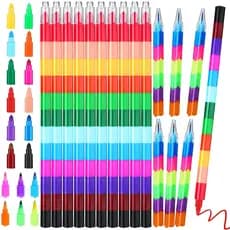 Empilhável Colorido Crayon Party Favorece Lápis Arco-Íris Para De Cera Infantil Colorindo Material Escolar De Escritório , 12 Cores