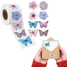 500 Peças Flores De Borboleta Coloridas Divertidas 1 Polegada Corte Autoadesivo Presente Redondo Selo Etiqueta Adesivos