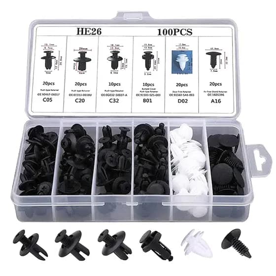 Kit 100 Grampo Presilha Fixador Acabamento Carro Moto Parachoque Parabarro Universal