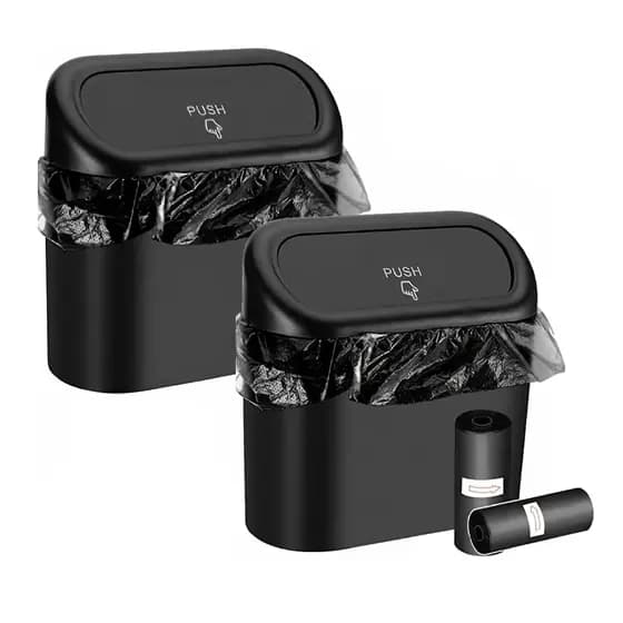 Kit 2 Lixeira Lixo Automotivo Plástico Grampo Clip P/ Porta Objeto Treco Lateral Carro Caminhão