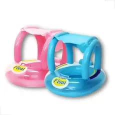 Boia Bebe Bote Inflável Cobertura Infantil Praia Piscina Cor Rosa ou Azul