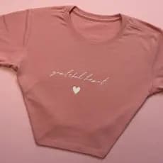 Cropped Feminino Rosa Grateful Heart 100% Algodão - Moda Gringa
