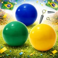 Bola Vinil Verde Amarela Gigantes Brasil Copa Kit C/ 10 40cm
