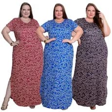 Vestido Plus Size Curve Longo Moda Verão kit 2 peças Sortida
