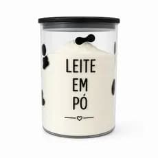 Pote Decorado 1.000ml Leite em Pó Acrílico Hermético Organizador Adesivado - 5 Cores