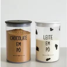 Pote Hermético Decorado 1L para Leite e Chocolate em Pó – Tampa Vedada