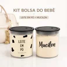 Kit Porta Leite em Pó e Mucilon Bebê Hermético Pote Organizador Bolsa Maternidade 2 Unidades