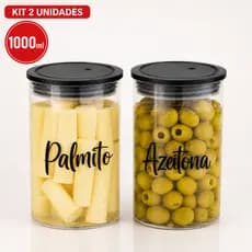 Pote hermético organizador para Palmito ou Azeitona 1000 ml Transparente