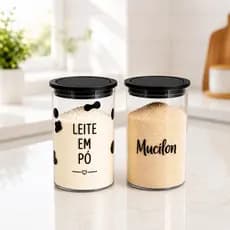Kit 2 Potes 1000ml Herméticos Leite em Pó Mucilon Organizador Acrílico Transparente Cozinha