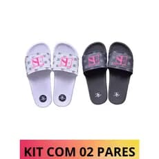 Kit Com 02 Pares Chinelo Sandália Slide Unissex Confortável Macio Anti derrapante