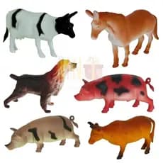 Animais Fazendinha kit 6 unidades Cachorro porco vaca boi Brinquedo Borracha alta qualidade