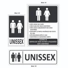 Placa Sinalização Regras de Uso Banheiro Unissex - Para Porta e Parede - Com Fita Dupla Face