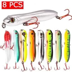 Kit 08 Iscas Artificiais Importadas Pencil Zara Zig Zag De Superfície de 10 cms e 16 gramas Pesca Tucunaré Traíra Dourado Robalo Black Bass