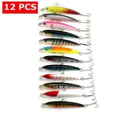 Kit 12 Iscas Artificiais Importadas 1/2 Meia Água de 7,5 cms e 5,6 gramas Pesca Tucunaré Traíra Dourado Robalo Black Bass