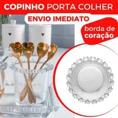 Porta Talher Suporte de Cristal Coração Lyor Organizador Talheres Borda Coraçãozinho