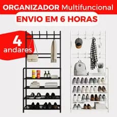 Arara 4/5 Andar Sapateira Organizadora Cabideiro Suporte Multiuso Sapato Tenis Roupa Quarto Armários