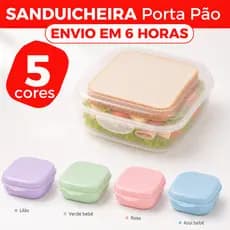 Sanduicheira Plástico Rosa Azul Lilas Verde Transparente Pote Box Porta Sanduiche Pão Merenda Lanche