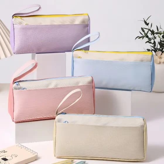 Estojo Macaron De Grande Capacidade Com Alça Compartimento Espaçoso Multi-slot Storag Canvas Pencil Bag