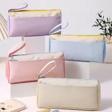 Estojo Macaron De Grande Capacidade Com Alça Compartimento Espaçoso Multi-slot Storag Canvas Pencil Bag