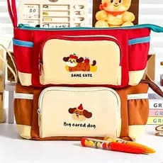 Estojo De Lona Com Vários Compartimentos , 8 Camadas , Cachorro Fofo , Grande Capacidade , Lavável , Multibolso , Bolsa