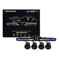 Sensor de Estacionamento Ré 4 Sensores Display Slim Roadstar RS-308BR Pro Line