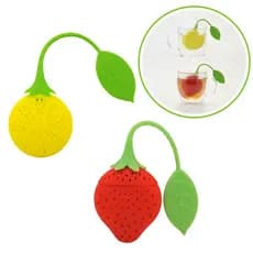 Infusor de Chá Coador em Silicone Divertido Morango e Limão para Chá Natural Reutilizável
