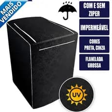 Capa de Maquina Lavar Electrolux Brastemp Consul com Ziper 10, 11, 12, 13, 14, 15, 16, 17kg