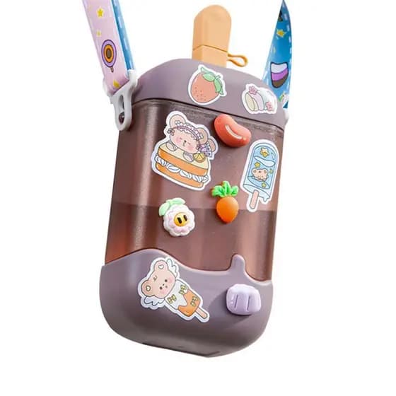 Garrafa de Agua Menina Infantil Canudo Alca Crianca Adesivo