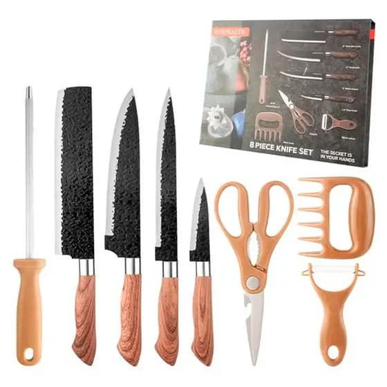 Conjunto de Facas 8 peças Churrasco Cozinha Profissional