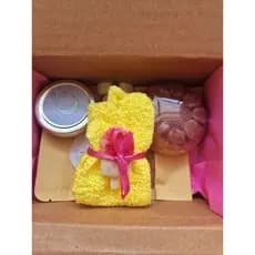 kit spa/ escalda pés/ luva esfoliante/ sabonete de argila/ vela aromática/ pastilhas waxmelts