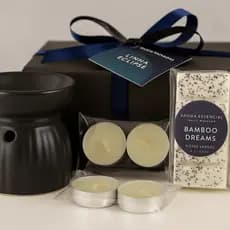 kit presente/ presente masculino/ box presente/ presente cor preto/ difusor ceramica/ vela para difusor/ waxmelts
