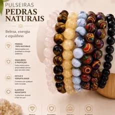 Pulseiras de Pedras Naturais Esfera 8 mm | Tamanhos P, M, G e GG